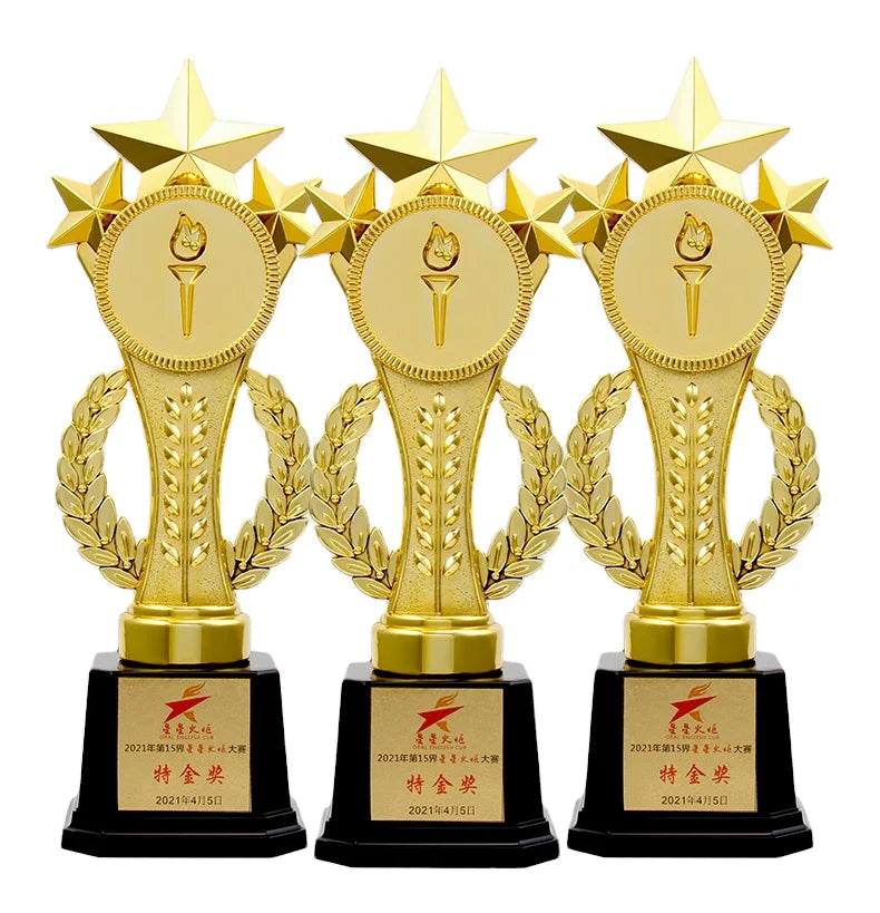 2025 Private Fancy Design Sports Sublimation Small Trophy Plastic Torch Trophy Cup
