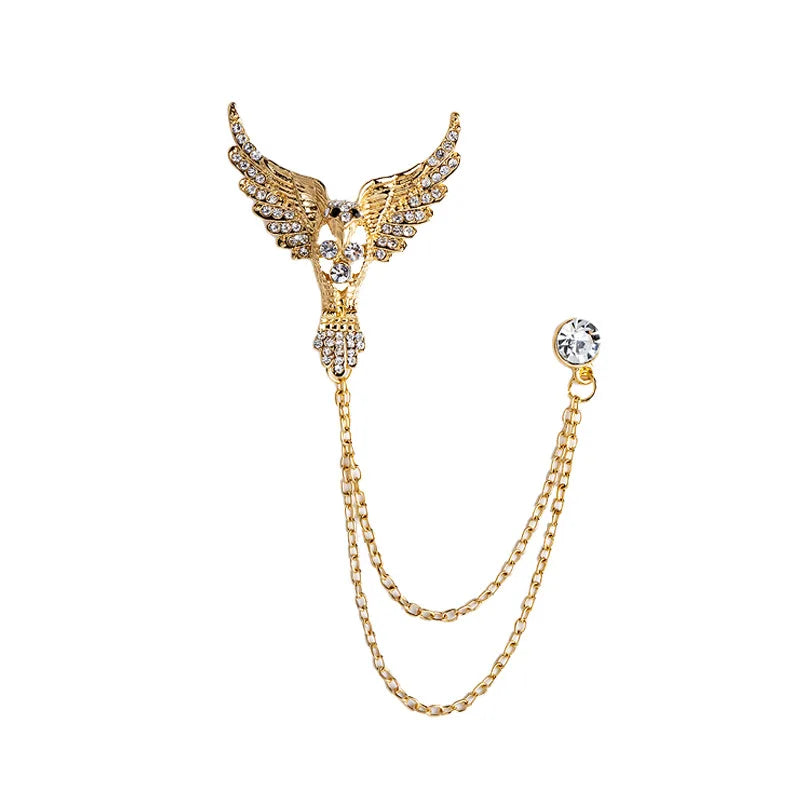 Custom Ladies Gentlemen Vintage Lapel Pin Fashion Brooch Beauty Breastpin With Tassel Chain