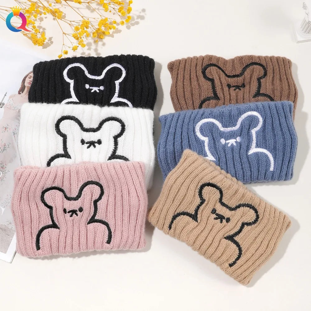 QIYUE Autumn and Winter Wide Headband With Trend Letter Label Elastic Hair Band for Women