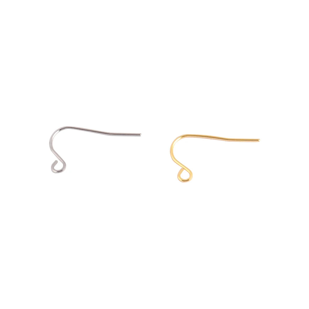 50pcs 304 Stainless Steel DIY Earrings Hooks Clasp 14K Gold Plated Handmade Jewelry Making Accessories Earwire Base Material