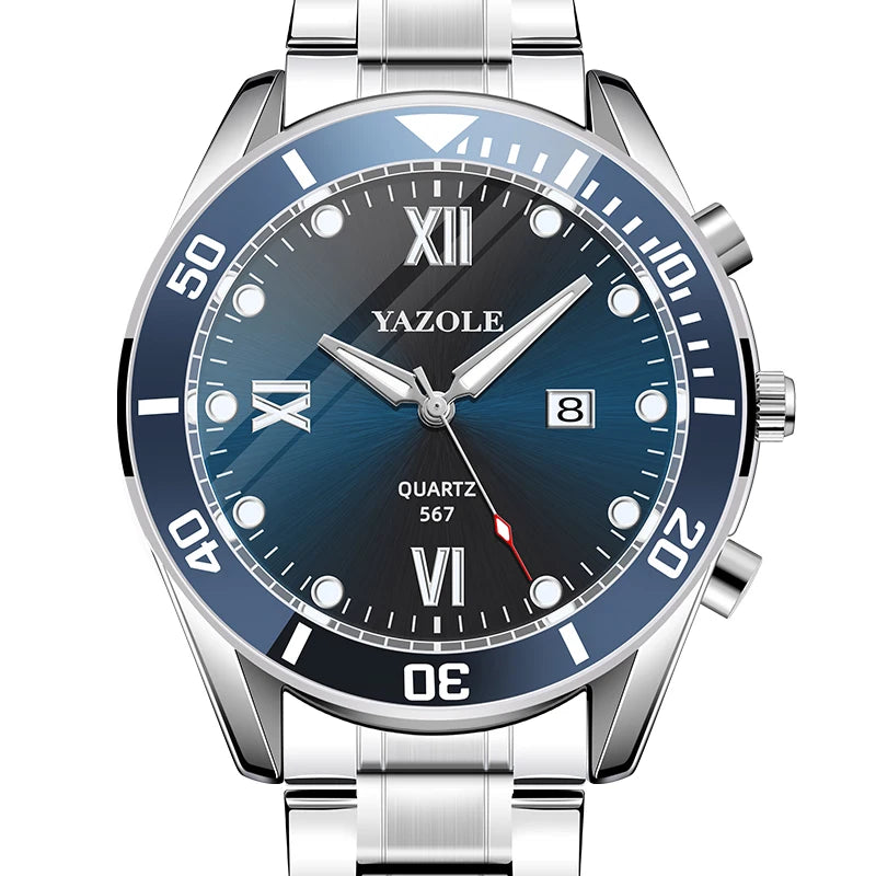 YAZOLE Watch Men Original Green Dial With Calendar Watch Classic Casual Fashion Quartz Luminous Waterproof Wristwatches