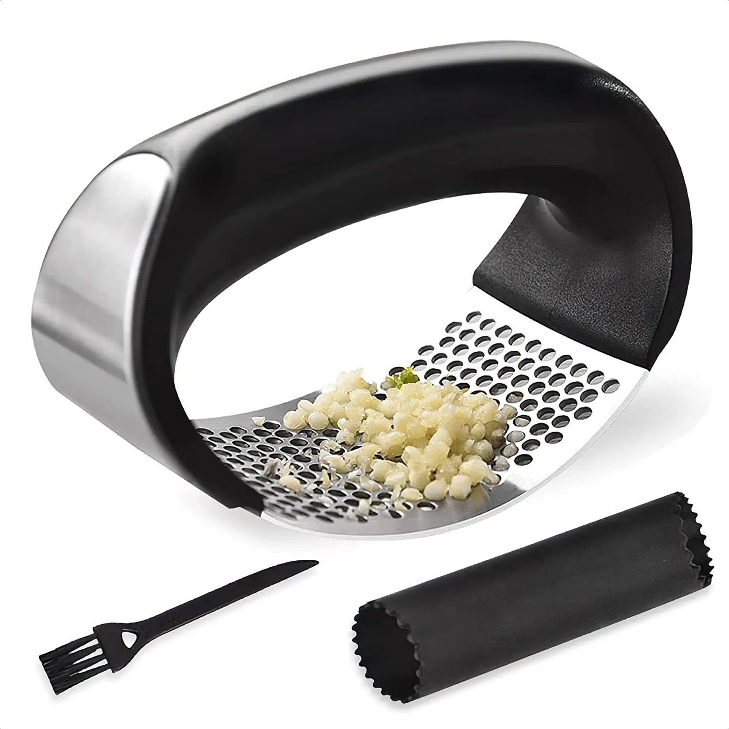 Kitchen Accessories Multi-function Manual Presser Curved Garlic Squeezer Slicer Stainless Steel Garlic Crusher Garlic Pressers