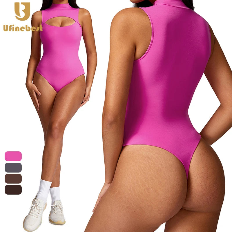 Women's Sleeveless Tummy Control Bodysuit One Piece Yoga Jumpsuit with Shaping Base Corset Slimming Sports Jumpsuit