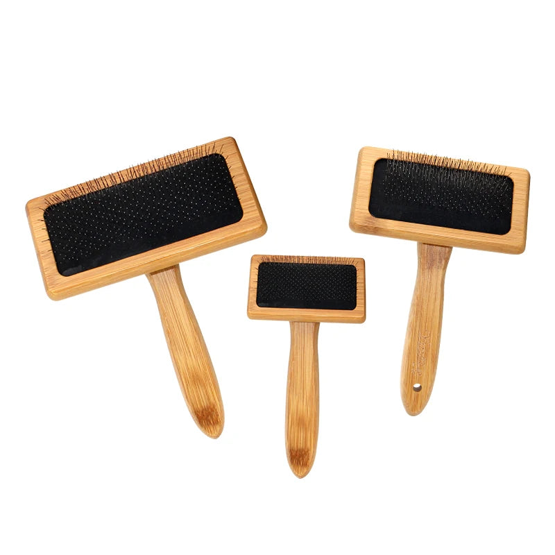 Factory Wholesale Custom Logo Bamboo Wood Pet Pin Brush Cat Dog Grooming Slicker Brush