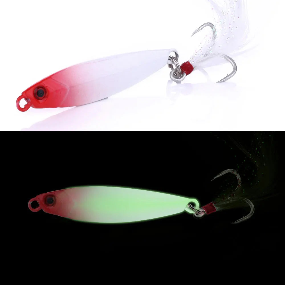 HOT High Quality 6CM-20G White Feather Luminous Lead Fishing Bait