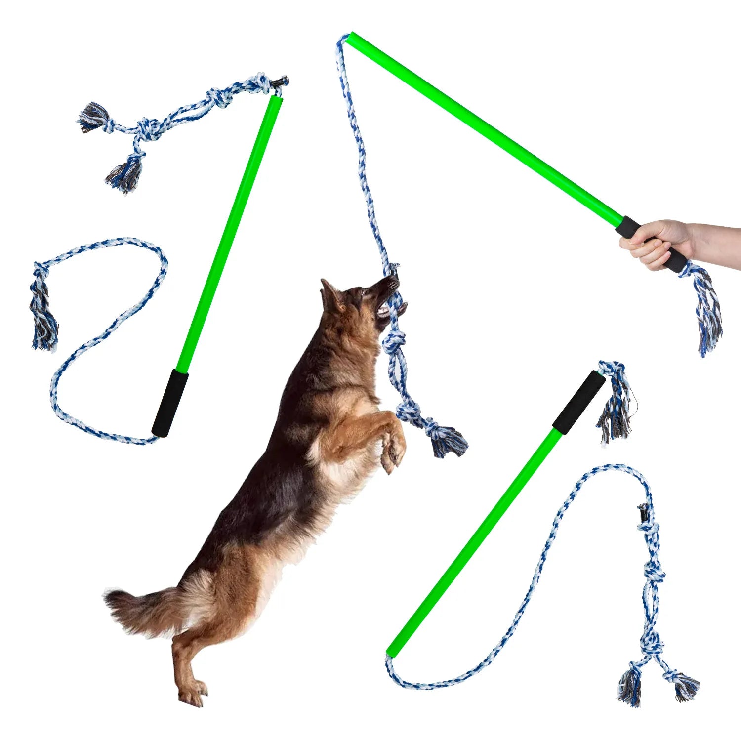 Factory Sale Dog Flirt Pole with a Fleece Tether Toy and Rope Attachment Chase Toy Fishing Pole Toy for Large Medium Small Dogs
