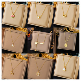 Women's Tanish Free Waterproof Gold Plated Jewelry Accessories Bijoux Acier Inoxydable Stainless Steel butterfly Heart Necklace