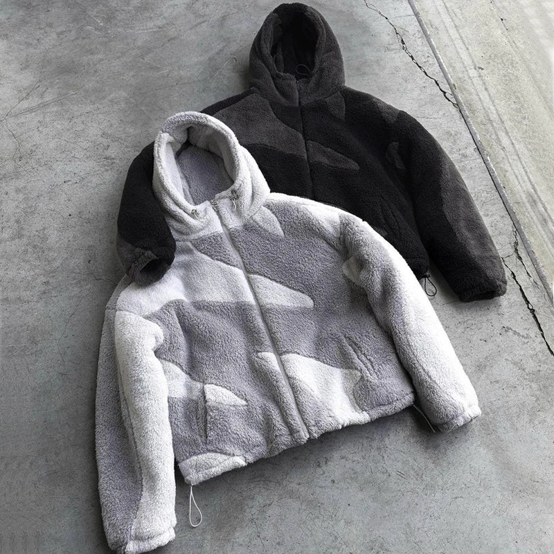 Custom Reversible Sherpa Fleece Hoodie Polar Winter Zip up Fleece Jacket logo Mens
