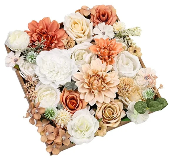 34pcs DIY Wedding Combo Centerpieces Arrangements Artificial Dahlia Roses Silk Mix Fake Flowers for Graduation Valentine's Day