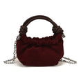 Mustard Suede Ruched Mini Handbag - Knotted Handle Chain Crossbody Purse for Women/Children