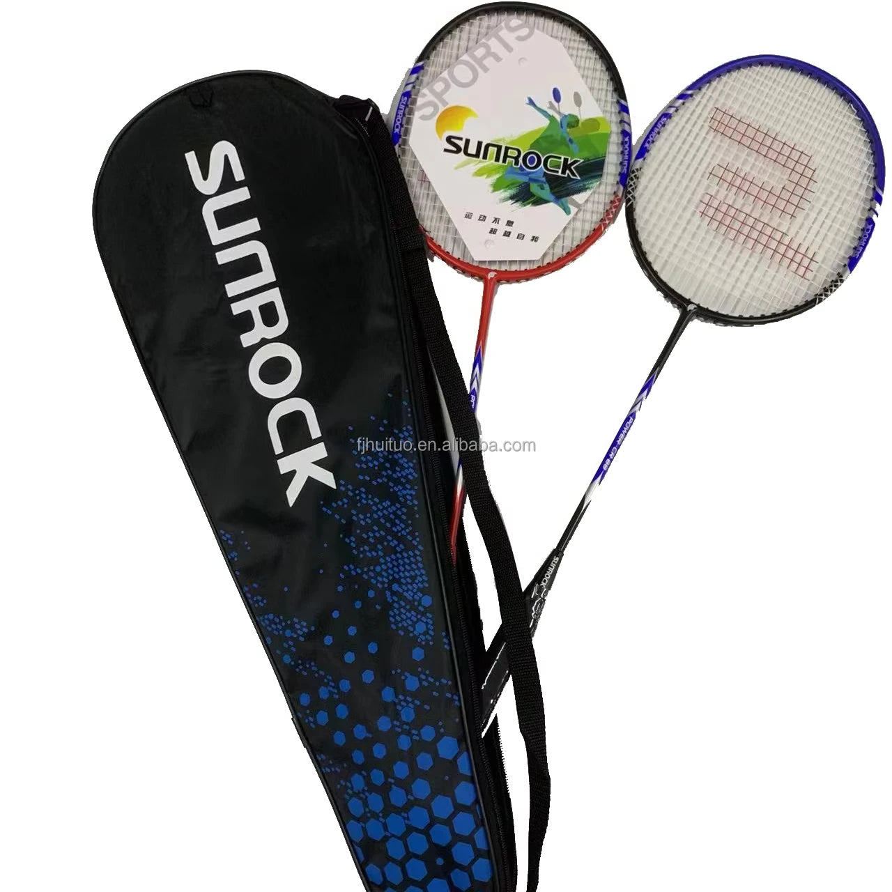 SunRock Hard/Soft Carbon Fiber Shaft Defensive Type Badminton Racket Set for Amateur Intermediate Senior Universal Fit
