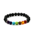 Hot Selling Colorful Beaded Natural Valconic Lava Stone 7 Chakra Bracelet for Men and Women Yoga Energy Gift