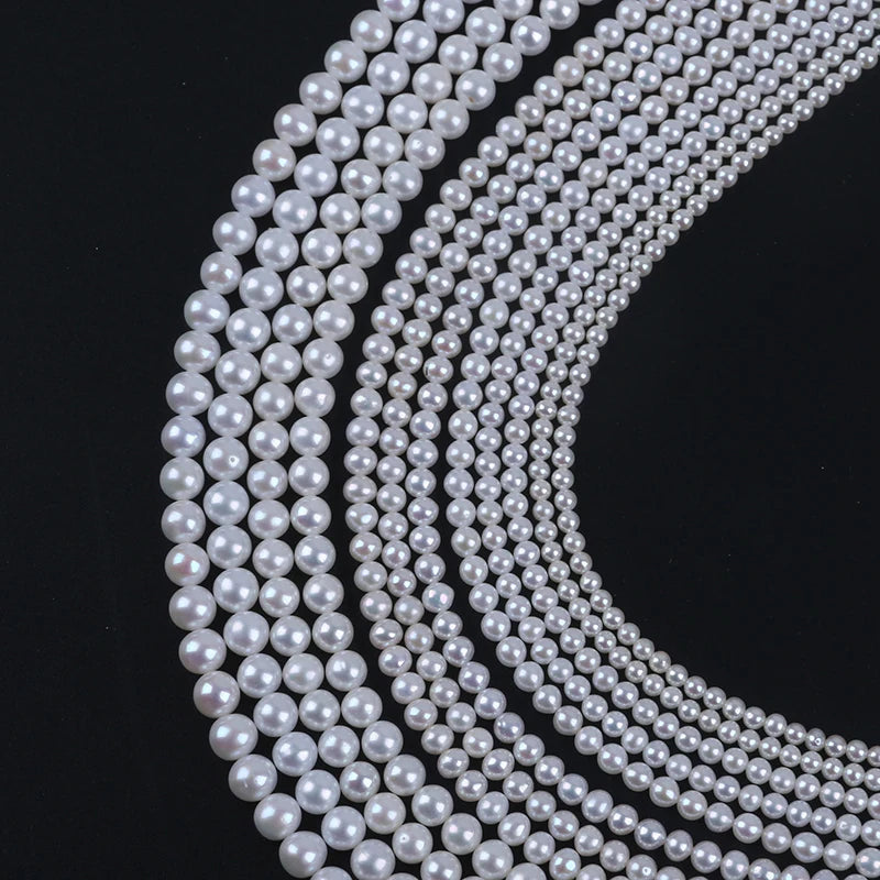 Factory Wholesale 5.5-6mm Real Pearl Strand Necklace  Chinese Akoya Round Natural Freshwater Pearls for Jewelry Making