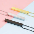 Fashion Custom Engraved Blank Bar Pendant Necklace Stainless Steel Square Bar Name Necklace for Women