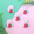 100Pcs Mini Cartoon Cute Strawberry Rabbit Flat Back Resin Cabochon Scrapbook Kawaii DIY Embellishments Charm Decor Accessories