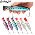 NEWMAJOR 43g 12cm Floating Popper Fishing Lure Top Water Hard Steel Bait with 3D Eyes and Big Mouth Plastic Artificial Bait