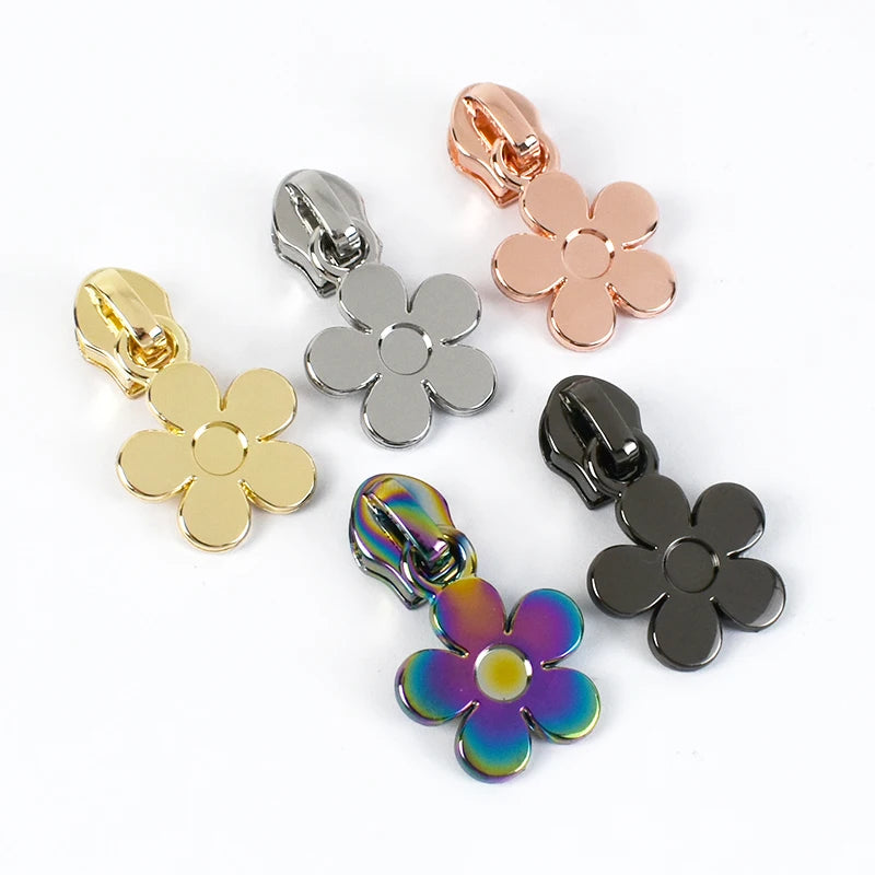 Meetee ZT199-13 5# Colorful DIY Garment Sewing Accessory Bag Repair Replacement Kits Flower Zipper Pull Nylon Zipper Zip Sliders