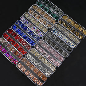 12Gird AB Crystal Nail Rhinestones Charms Flatback Mixed Shape Stones Nail Diamond Jewelry Set for Nail Art Decorations PH140
