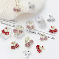 10pcs 3D Cherry Nail Charms Rhinestone Fruit Luxury Cherry Red Pink Diamond Press on Nails Supplies Metal Manicure Design