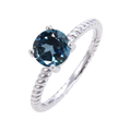 C5034 Abiding Solitaire Natural London Blue Topaz Stone 925 Sterling Silver Fine Jewellery Engagement Rings Women for Wedding