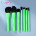 Gracedo 7pcs Black Hair Makeup Brush Set Green Handle Custom logo Private Label Professional Cosmetic Vegan Makeup Brush Sets