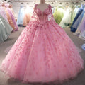 Jancember 6773 Luxury Pink 3d Flower Quinceanera Ball Gown Women's Dress With Shawl