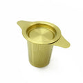 Home Office Stainless Steel Luxury Double Handles Gold Tea Strainers with Double Handle and Lid