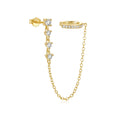 Fashion Earrings Jewelry 925 Sterling Silver Round Diamond Zircon Chain Tassel Gold Plated Ear Clip Hoop Stud Earrings Women