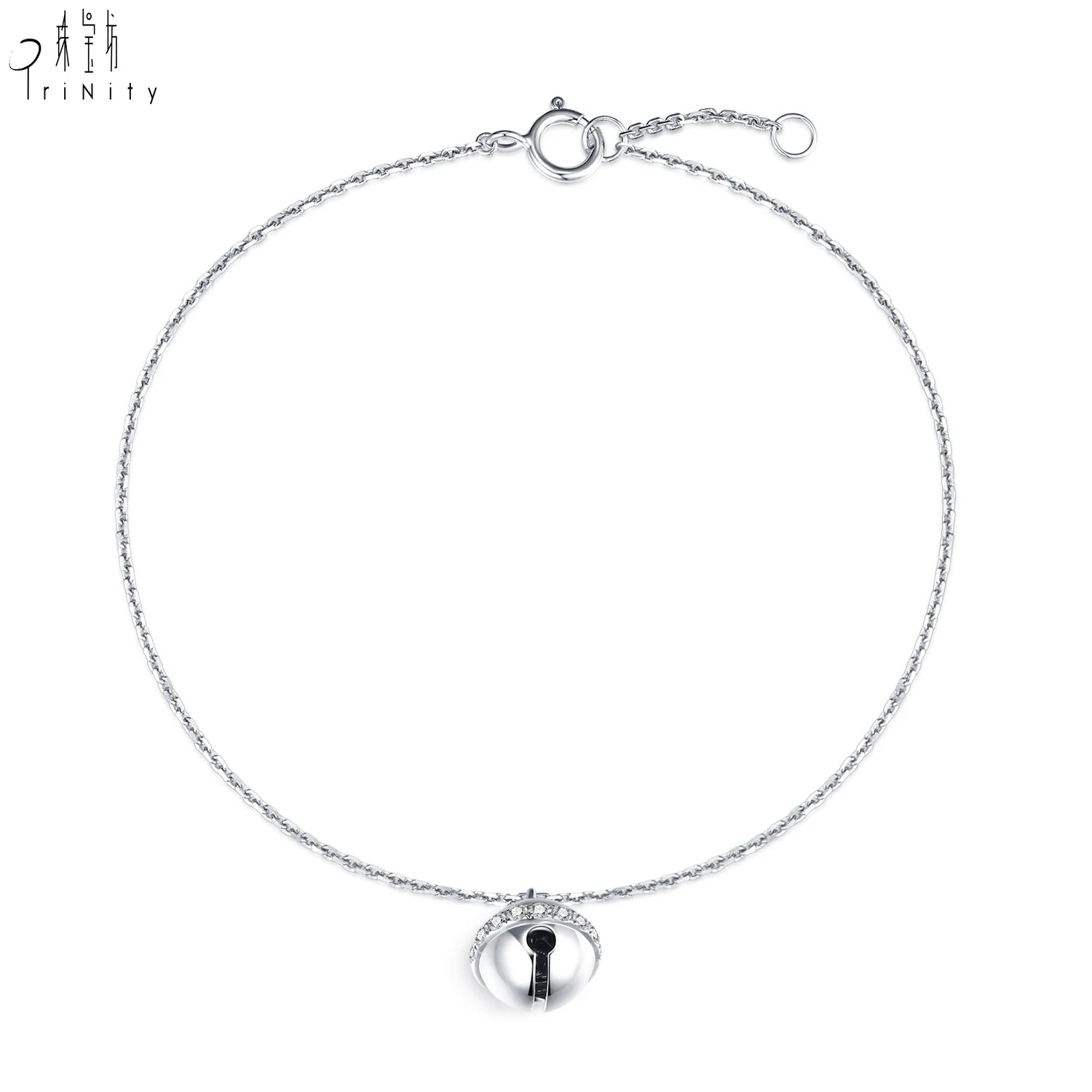 Online Sale Latest Daily Wearing Series Bell Design Charm Bracelet Jewelry 18K Solid White Gold Real Natural Diamond Bracelets