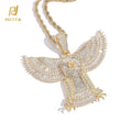 Mens Hip Hop Charm Gold Plating Brass and Zircon Hawk Eagle Pendant Necklace