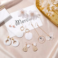 Korean Hand Made Petals Geometric Round Metal Asymmetrical Long Earrings Sweet love Ear Stud Earrings for Women
