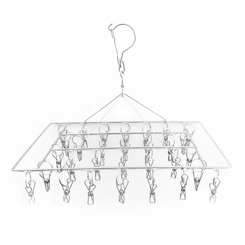 Modern Drying Rack Stainless Steel Square Hanger with Pegs for Clothing and Socks