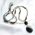 New Fashion Bohemian Jewelry 6mm Natural Stone Glass Knot Necklace Multicolor Elliptical Agate Pendant Necklace Women's Gift
