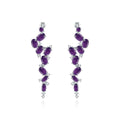 Abiding Luxury Long Earring Natural Amethyst Gemstone 925 Sterling Silver Fashion Linear Drop Earrings Women Jewelry for Bridal