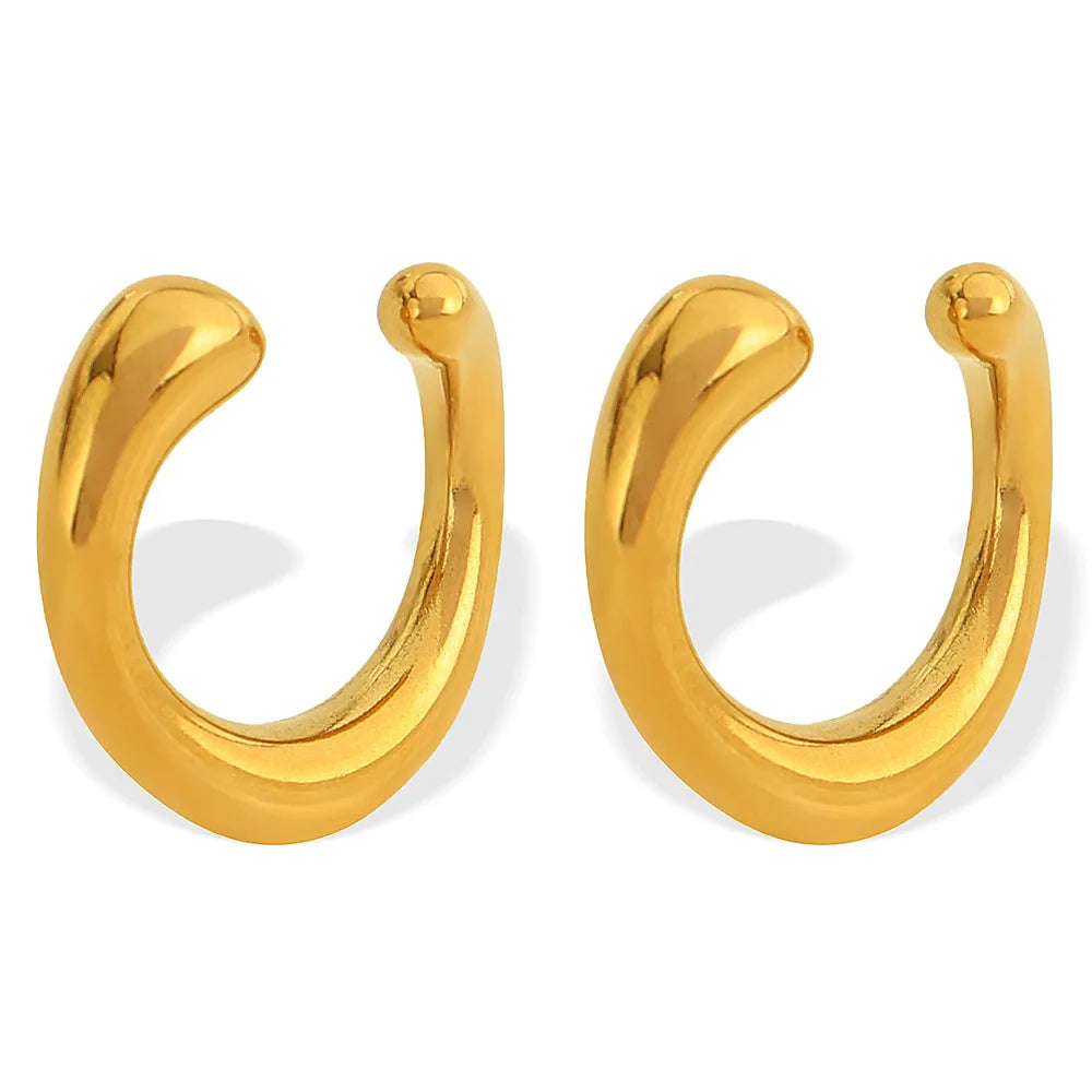 Hot Non Pierced Cuff  Earring for Women Stainless Steel Jewelry Gold Plated No Piercing Ear Hole Cuff Clip on Earrings