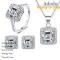 Wholesale Jewellery S925 Silver Asscher Cut 2.5ct Square Moissanite Pendant Necklace Earrings Jewelry Set for Women Small Moq
