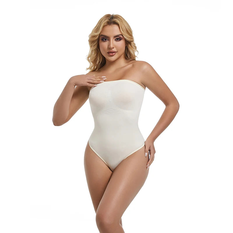 Hot Selling T-Shaped Flat Angle Jumpsuit Slim Fit Detachable Shoulder Straps Nylon Shapewear Bodysuit Knitted Waist Shaper XS