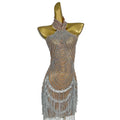 Sparkly Rhinestone Sequin Fringes Night Club Mini Dress Women Las Vegas Showgirl Festival Clothing Stage Performance Dancer Wear
