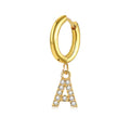 New Trendy Earring 18K Gold Plated Zirconia Pave Alphabet Pendant Hoop Earrings for Women Stainless Steel Jewelry Wholesale
