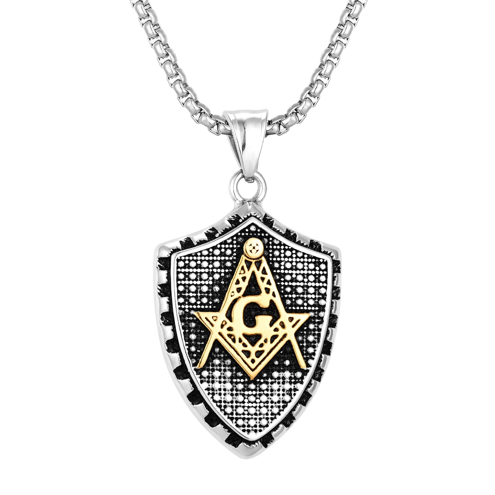 Fashion Men's Necklace Jewelry Stainless Steel Masons Pendant Gold Plated Masons Necklace for Man