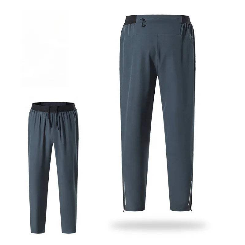 Sports Reflective Running Pants Zipper Pocket Athletic  Training Elasticity Legging Jogging Gym Trousers for Men