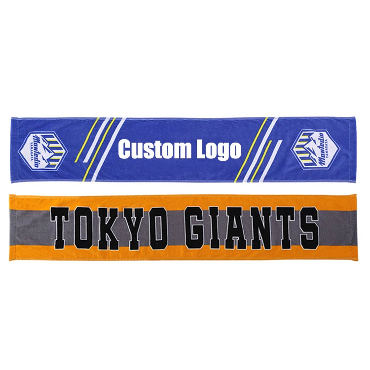 Custom Fans Cheering Sweat Absorbent Workout Gym Rally Sports Long Towels Custom Microfiber Cotton Printed Sport Sweat Towel