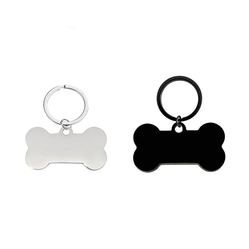 Mirror Polished Pet ID Tag Keychain Dog Bone Stainless Steel Bone Blank Collar Tag Keyring DIY Jewelry Making Accessories