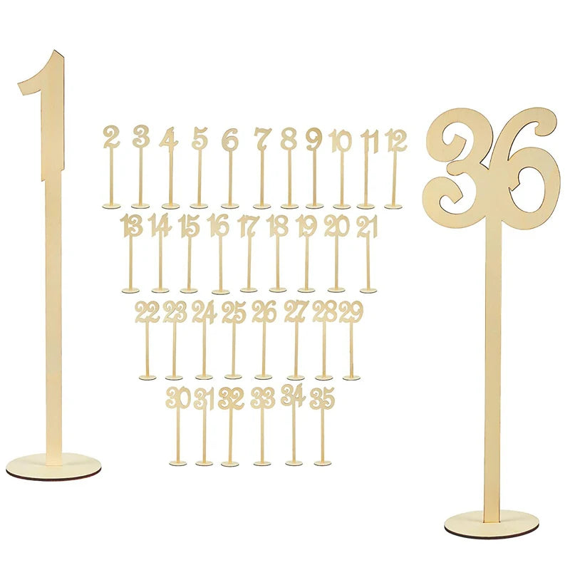 1-40 13.7'' Tall Natural Color Wooden Table Numbers for Wedding Reception Cafes Restaurants Hotels Parties Event