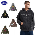 Wholesale Custom Autumn 350gsm Heavyweight Cotton Acid Washed Hoodies for Men Fade Vintage Oversize Graphic Logo Men Hoodies