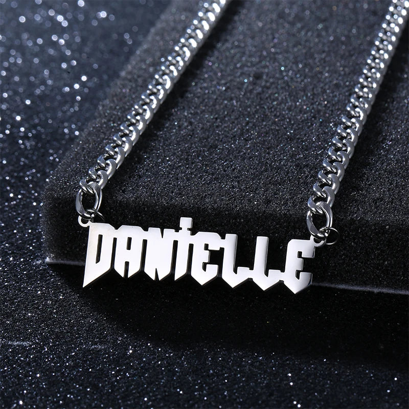 Custom Name Stainless Steel Cursive Letter Princess Angel Babygirl Gold Silver Tone Necklaces for Girls Gift