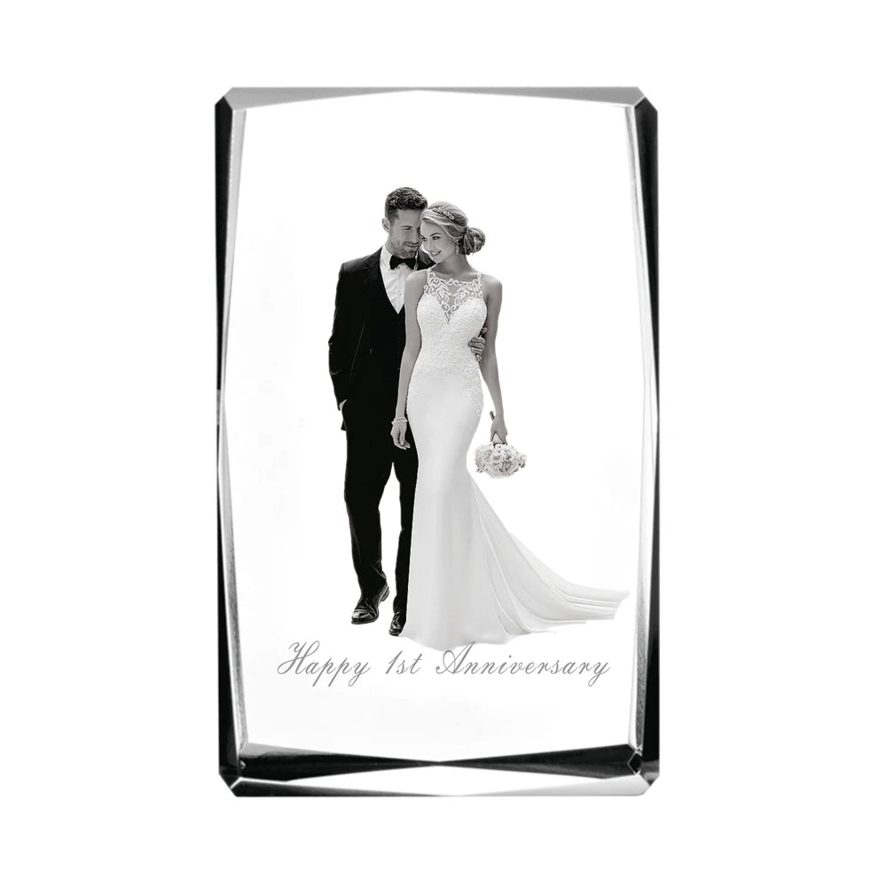 Wholesale Personalised Custom 3D Laser Engraving Get Married Photo Crystal Cube Etched Glass Block Paperweight for Wedding Gift