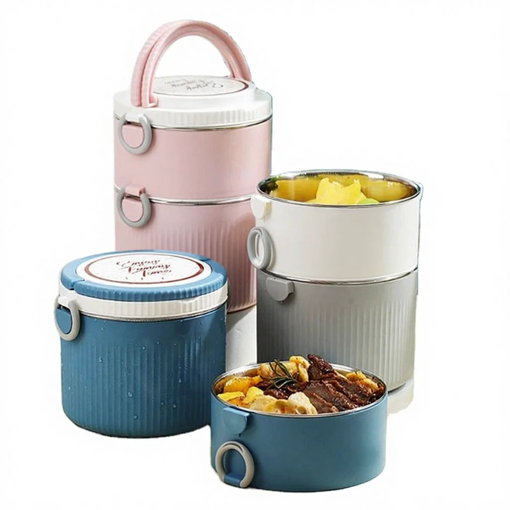 Insulated 8 Hours Thermal Stainless Steel Bento Lunch Box BPA Free Plastic for Hot Food Storage School Picnic Use for Kids Men