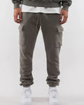 Custom logo Button Flared  Heavyweight Cargo Sweatpants With Pockets