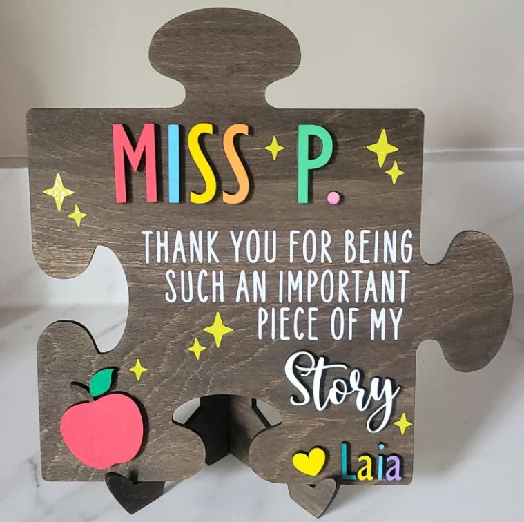 Personalized 3D Wooden Thank You Puzzle Piece Last Day of School Gift Teachers Day Gifts